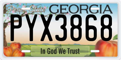 GA license plate PYX3868