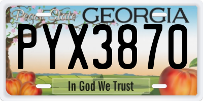 GA license plate PYX3870