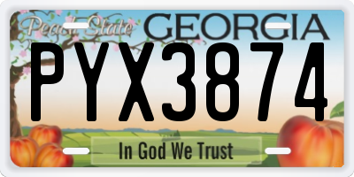 GA license plate PYX3874