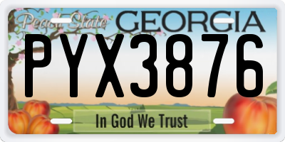 GA license plate PYX3876
