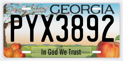 GA license plate PYX3892