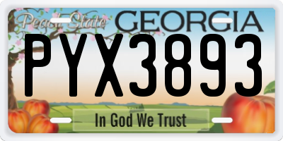 GA license plate PYX3893