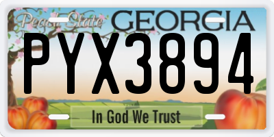 GA license plate PYX3894