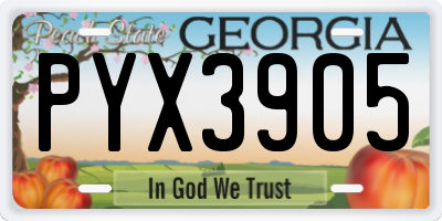 GA license plate PYX3905