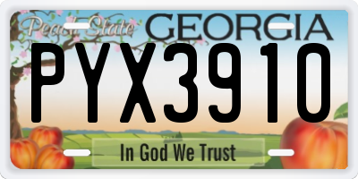 GA license plate PYX3910