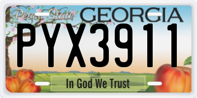 GA license plate PYX3911