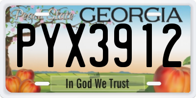 GA license plate PYX3912