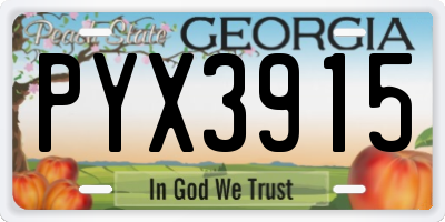 GA license plate PYX3915