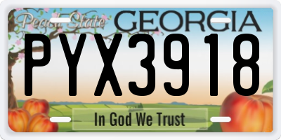 GA license plate PYX3918