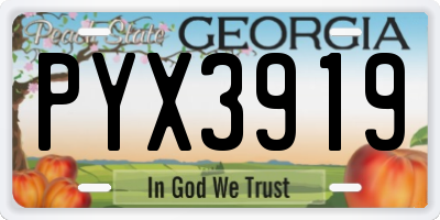 GA license plate PYX3919
