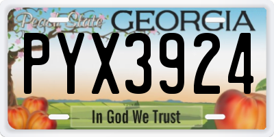 GA license plate PYX3924