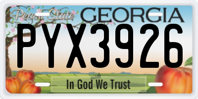 GA license plate PYX3926