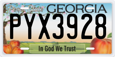 GA license plate PYX3928