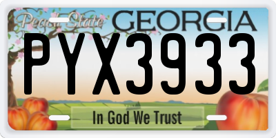 GA license plate PYX3933