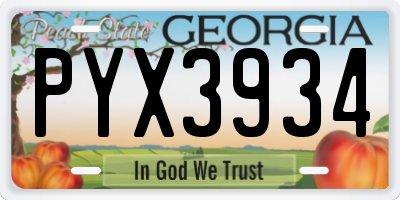GA license plate PYX3934