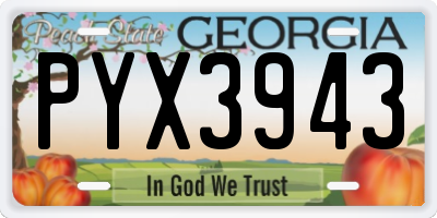 GA license plate PYX3943