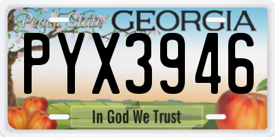 GA license plate PYX3946
