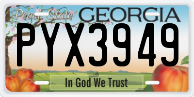GA license plate PYX3949