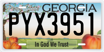 GA license plate PYX3951
