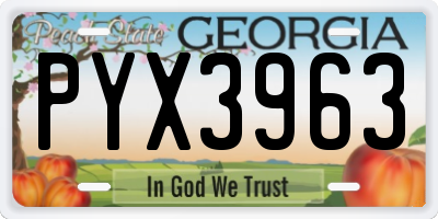 GA license plate PYX3963