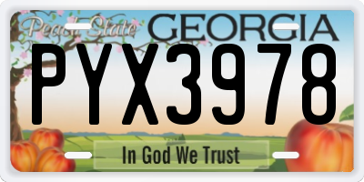 GA license plate PYX3978