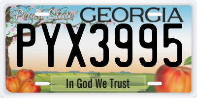 GA license plate PYX3995