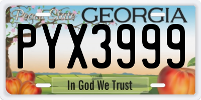 GA license plate PYX3999