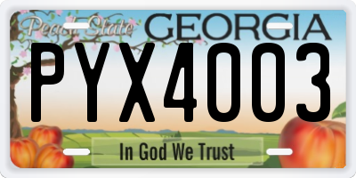 GA license plate PYX4003