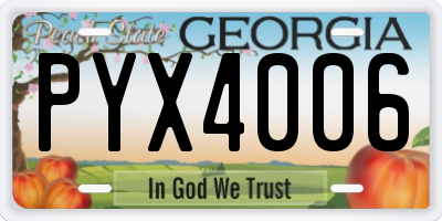 GA license plate PYX4006
