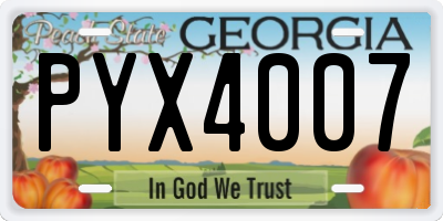 GA license plate PYX4007