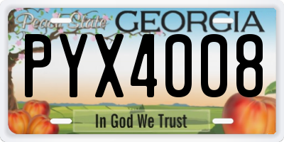 GA license plate PYX4008