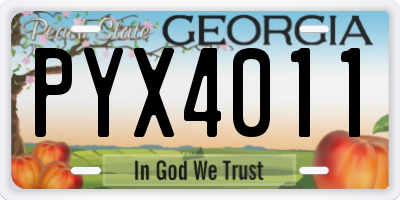 GA license plate PYX4011