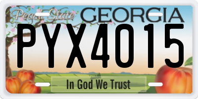 GA license plate PYX4015