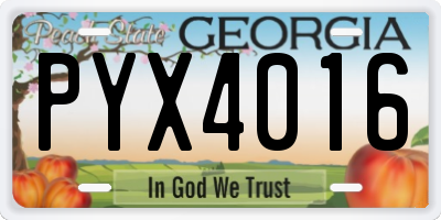 GA license plate PYX4016