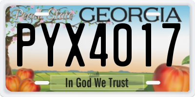 GA license plate PYX4017