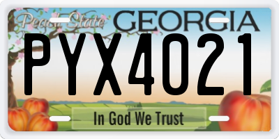 GA license plate PYX4021