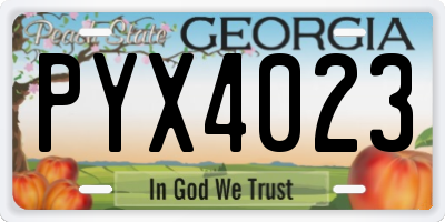 GA license plate PYX4023