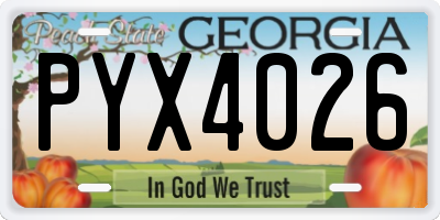 GA license plate PYX4026