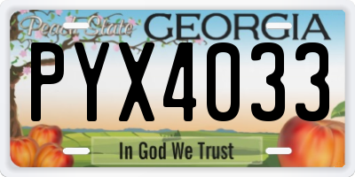 GA license plate PYX4033