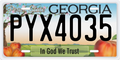 GA license plate PYX4035