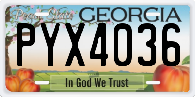 GA license plate PYX4036