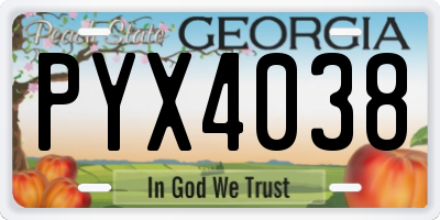 GA license plate PYX4038
