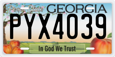 GA license plate PYX4039