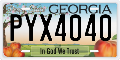 GA license plate PYX4040