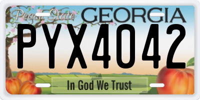 GA license plate PYX4042