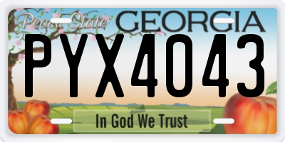 GA license plate PYX4043
