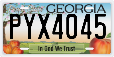 GA license plate PYX4045