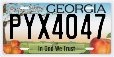 GA license plate PYX4047