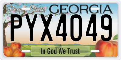GA license plate PYX4049