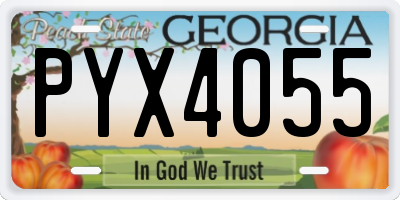 GA license plate PYX4055